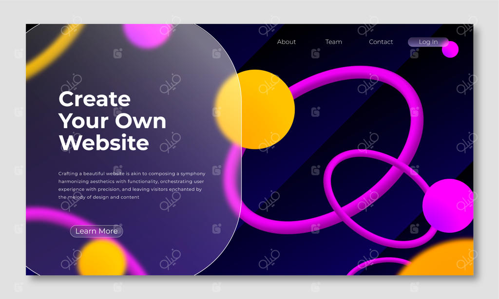 قالب صفحه فرود با جلوه گلس‌مورفیسم و گرادینت