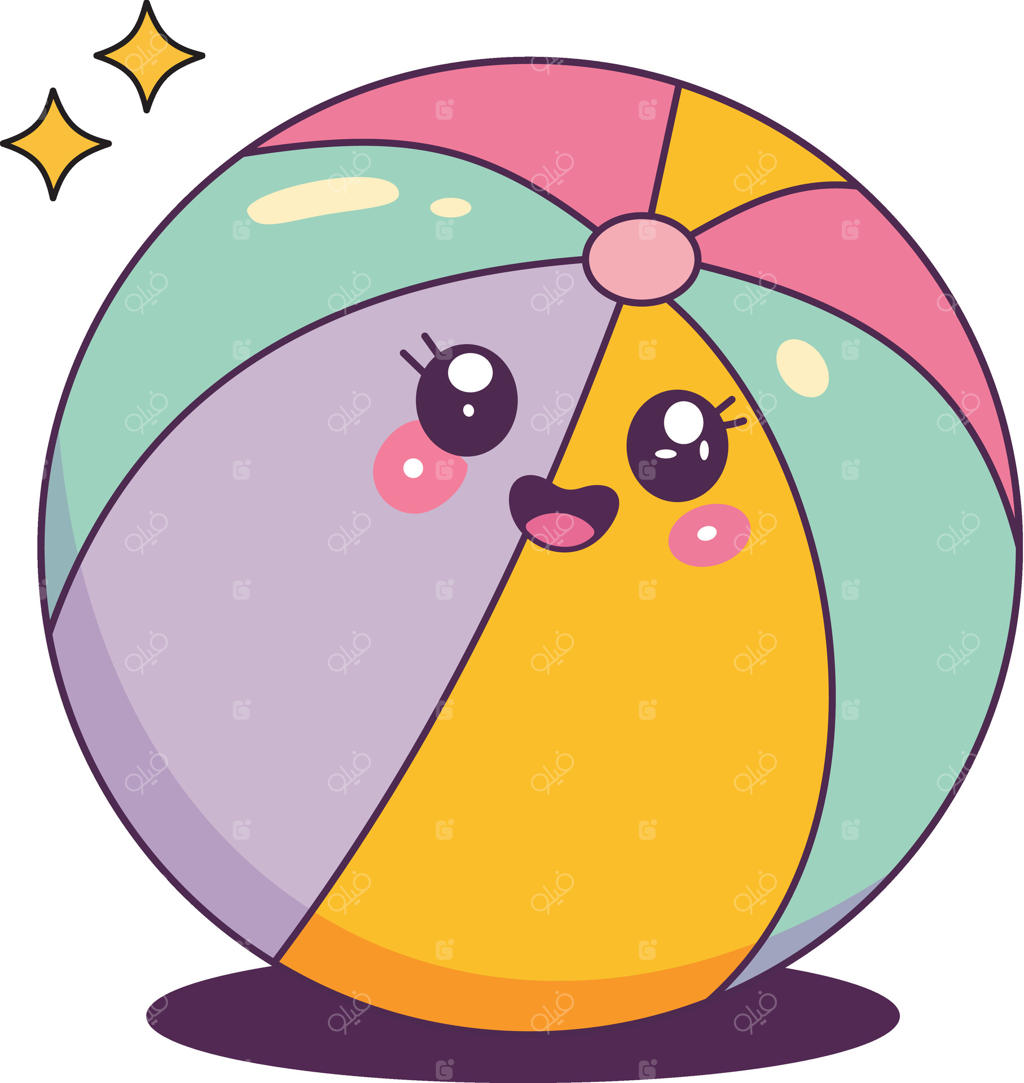 تصویر بامزه توپ ساحلی کاوایی