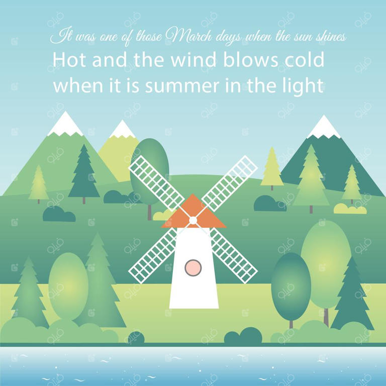 طراحی منظره بهاری به سبک طراحی تخت وکتور