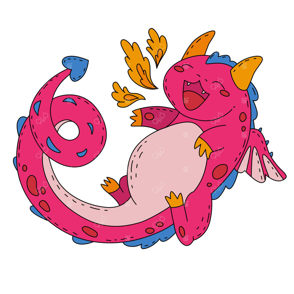 اژدها نماد سال نو چینی ۲۰۲۴: تصویر بامزه‌ای برای تزئین لباس کودکان، ساخت برچسب و چاپ برای اقلام دکوراسیون داخلی به سبک کارتونی - تصویر وکتور