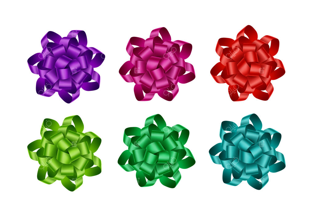 مجموعه‌ای از پاپیون‌های رنگی برای هدیه روی پس‌زمینه