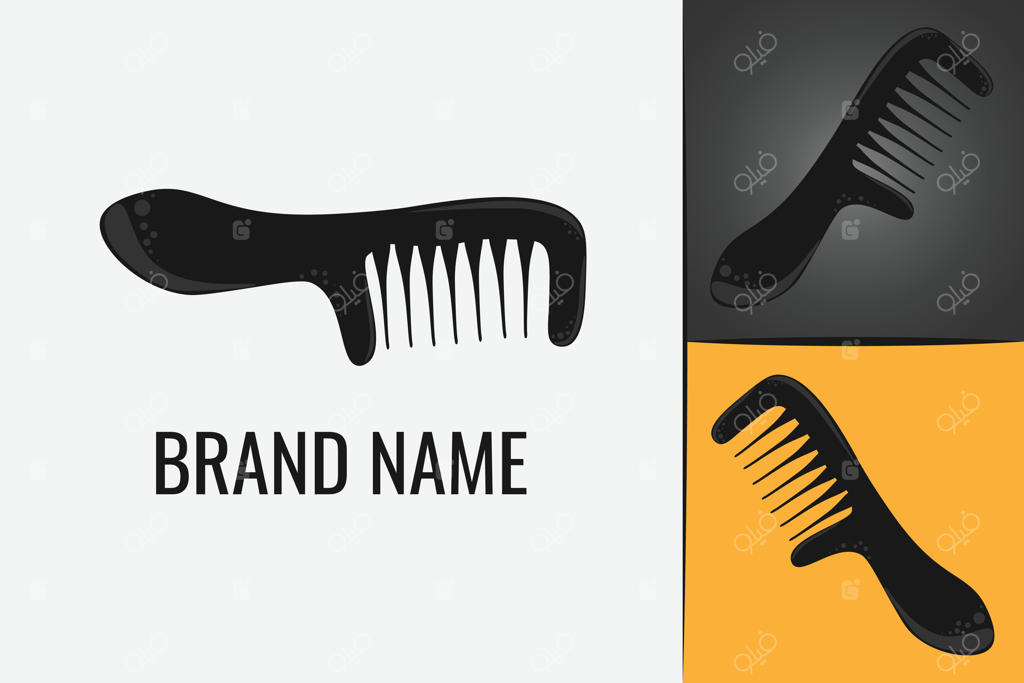 لوگوی شانه یا شانه آرایشگری. آیکون برس‌ها و شانه‌ها. برای شانه کردن و حالت دادن مو