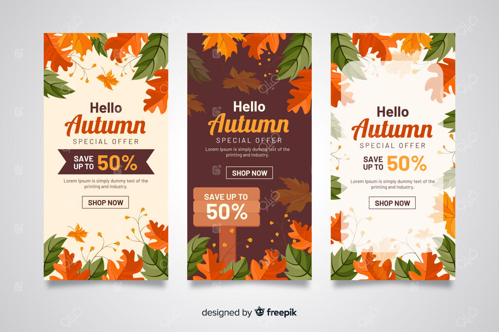 بنرهای فروش ویژه پاییز با طراحی تخت