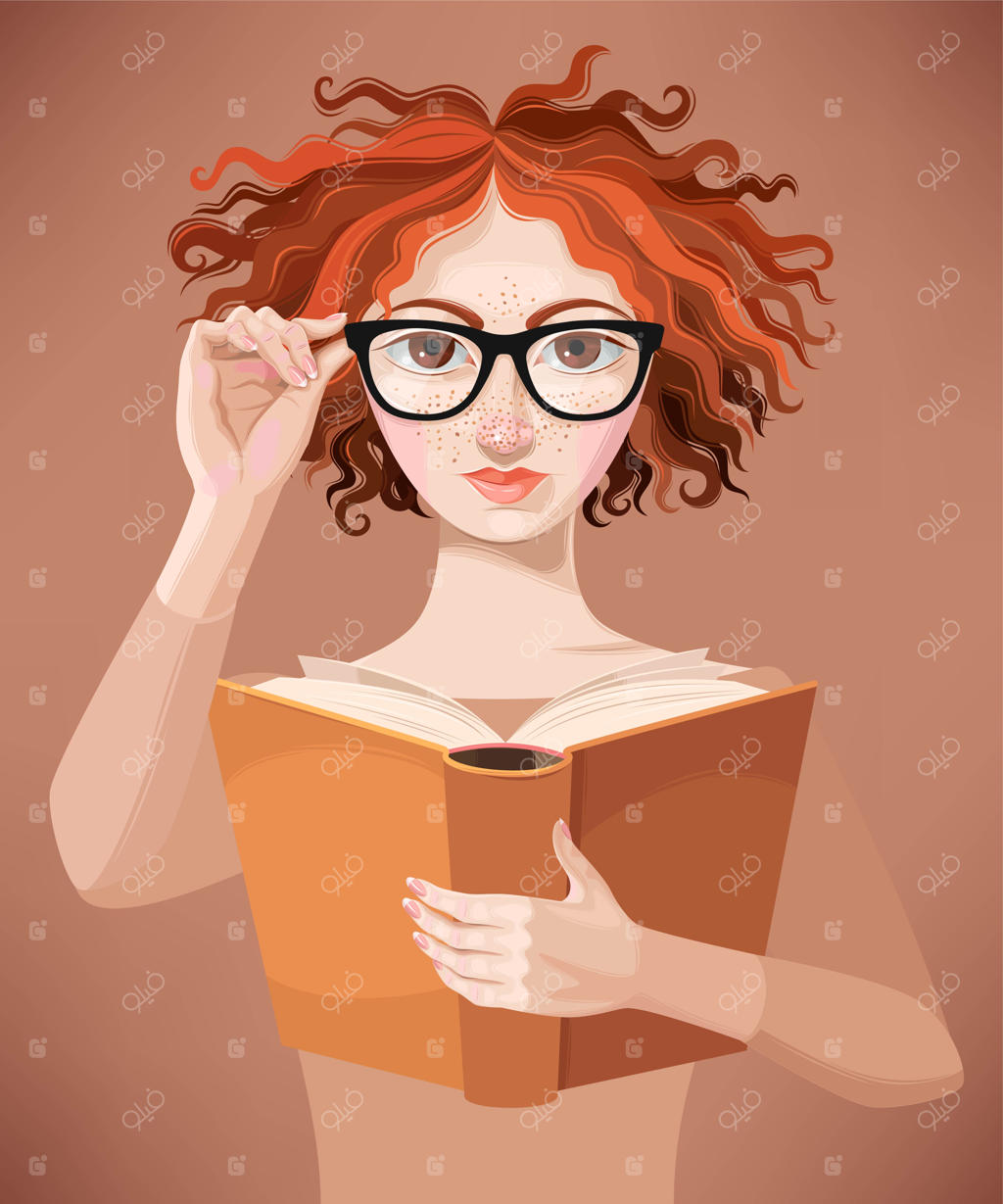 تصویرسازی وکتور دختر کتاب به دست