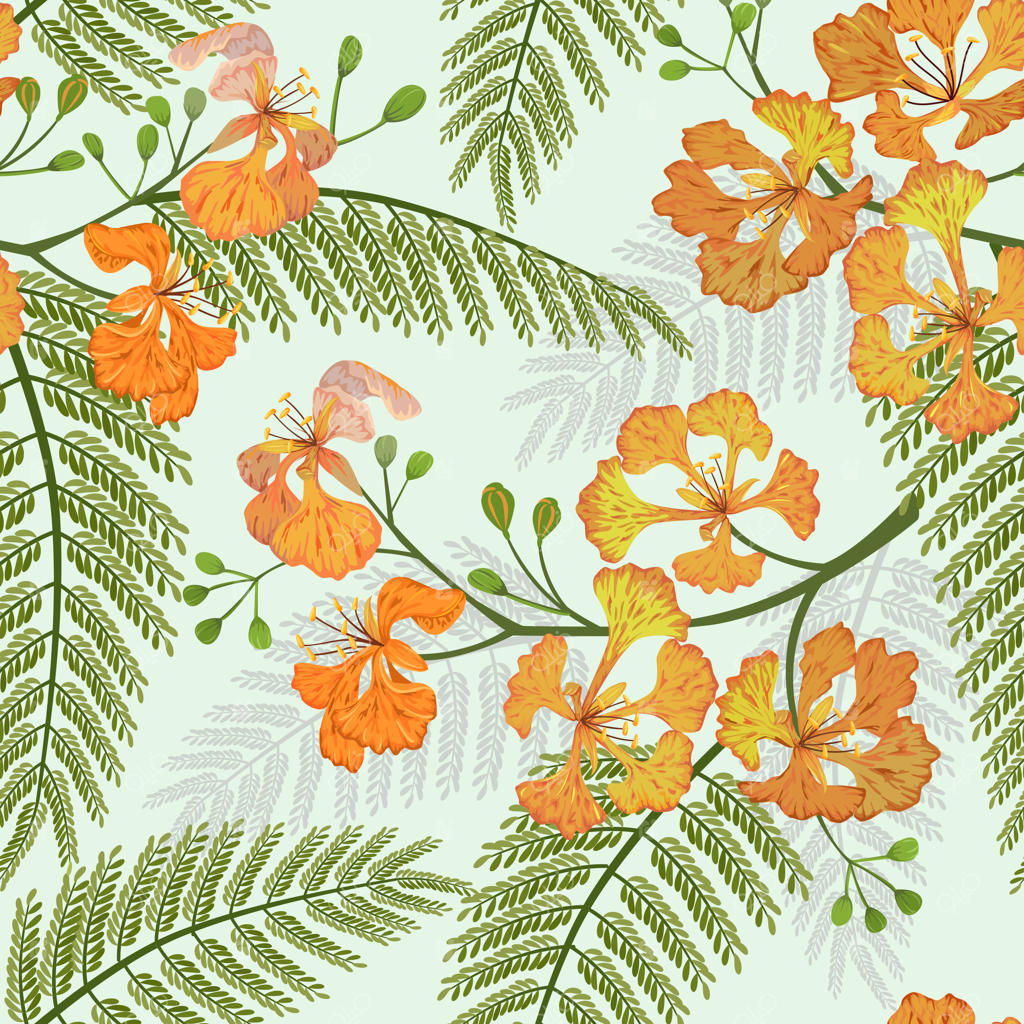 طرح یکپارچه گل طاووس.