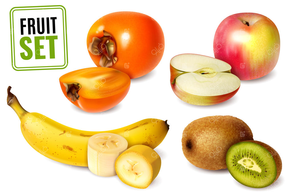 مجموعه‌ای از چهار میوه به سبک واقعی