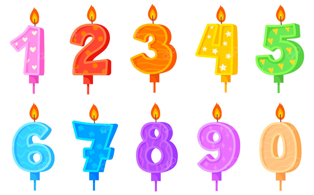 شمع سالگرد عددی برای جشن تولد، تزیین کیک، شمع موم برای تعطیلات، جشن سالگرد، تولد، تصویر کارتونی جالب وکتور مرتب