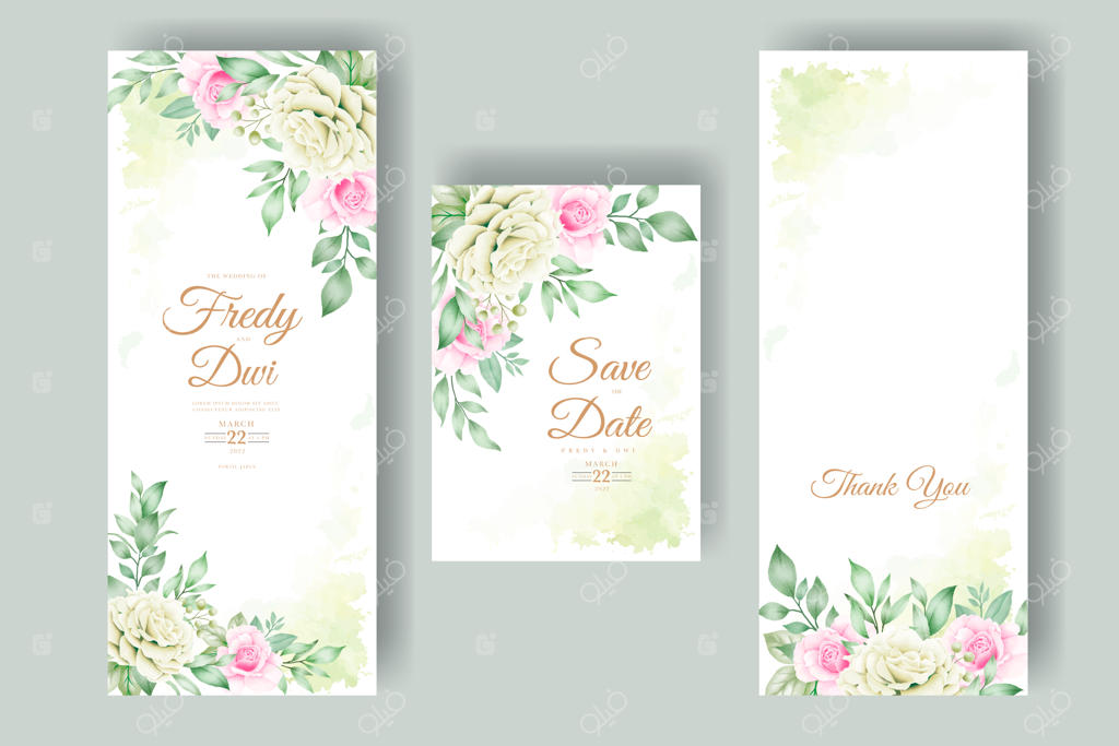 الگوی زیبا و آبی دعوتنامه عروسی با طرح گل