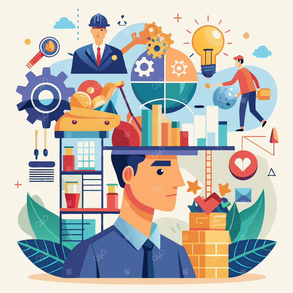 مردی در حال اندیشیدن و ایده‌پردازی نوآورانه