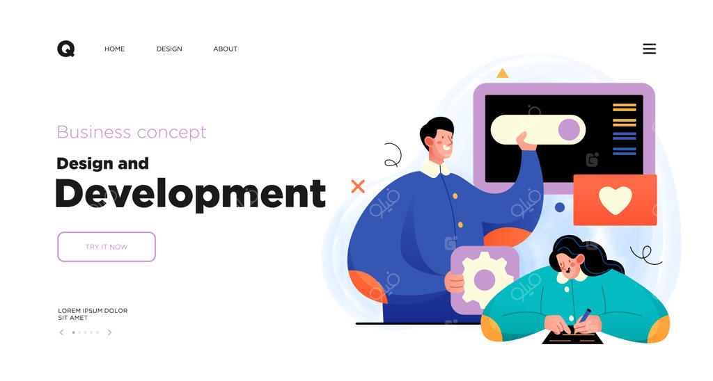 مدل صفحه فرود طراحی و توسعه با همکاری برنامه‌نویس یا طراح