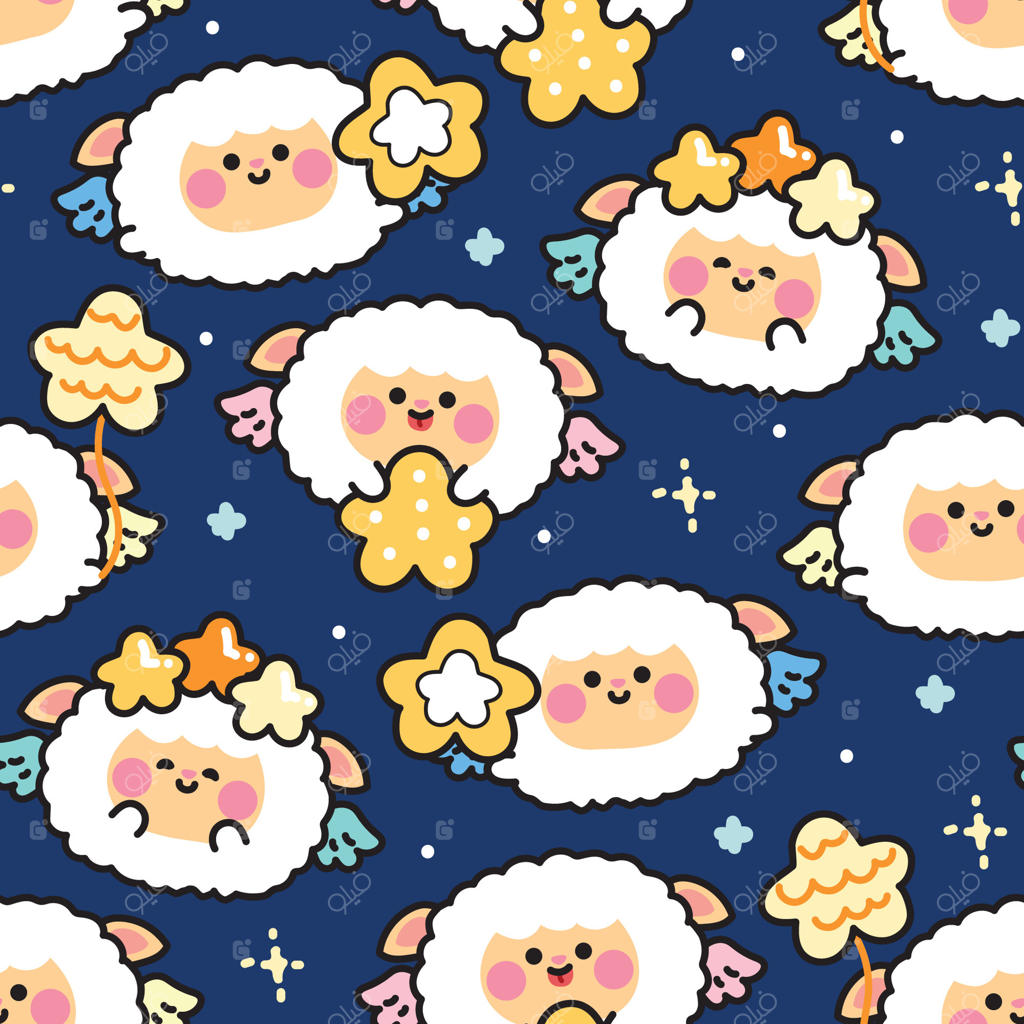 طرح کارتونی گوسفند بامزه برای اتاق کودک - وکتور حرفه‌ای