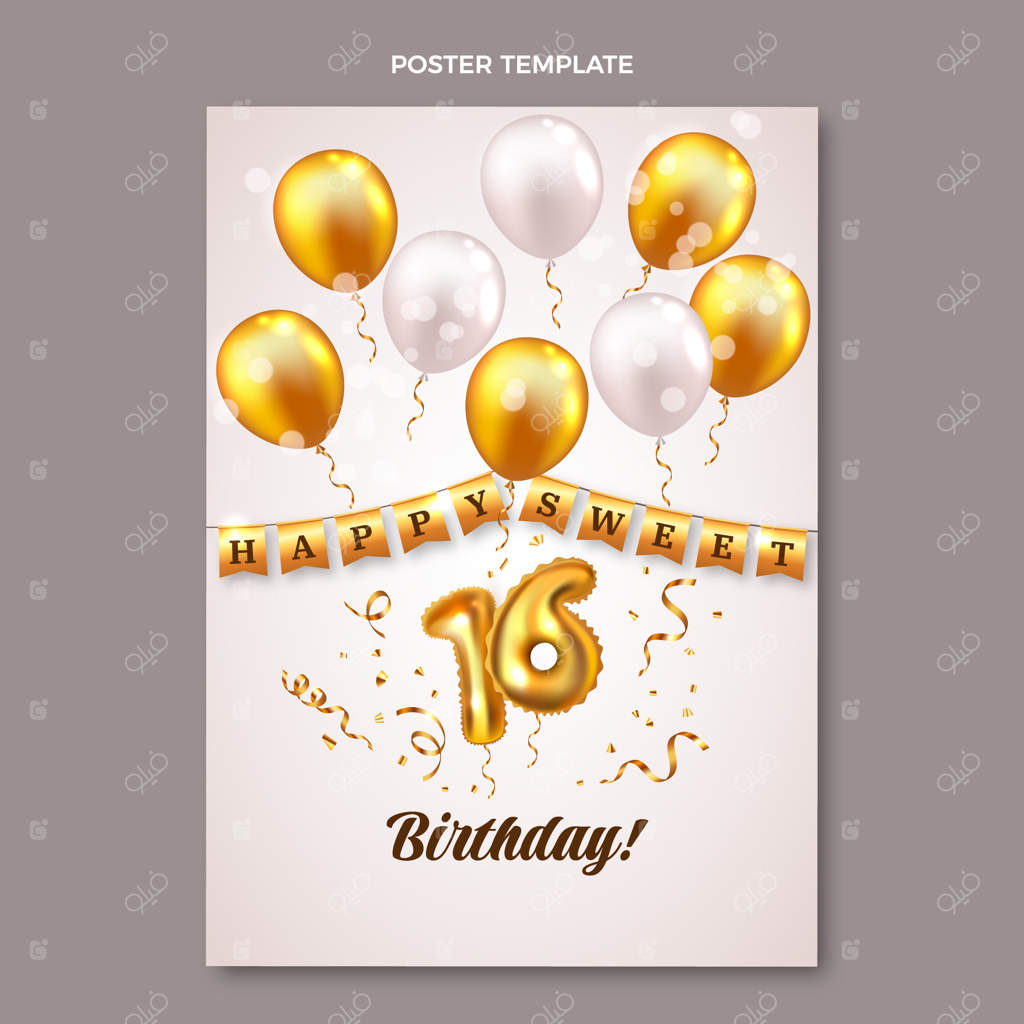 پترن پوستر لاکچری و واقعی برای جشن تولد شانزده سالگی