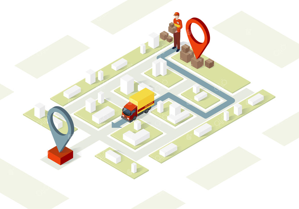 تصویر ایزومتریک سرویس تحویل کالا