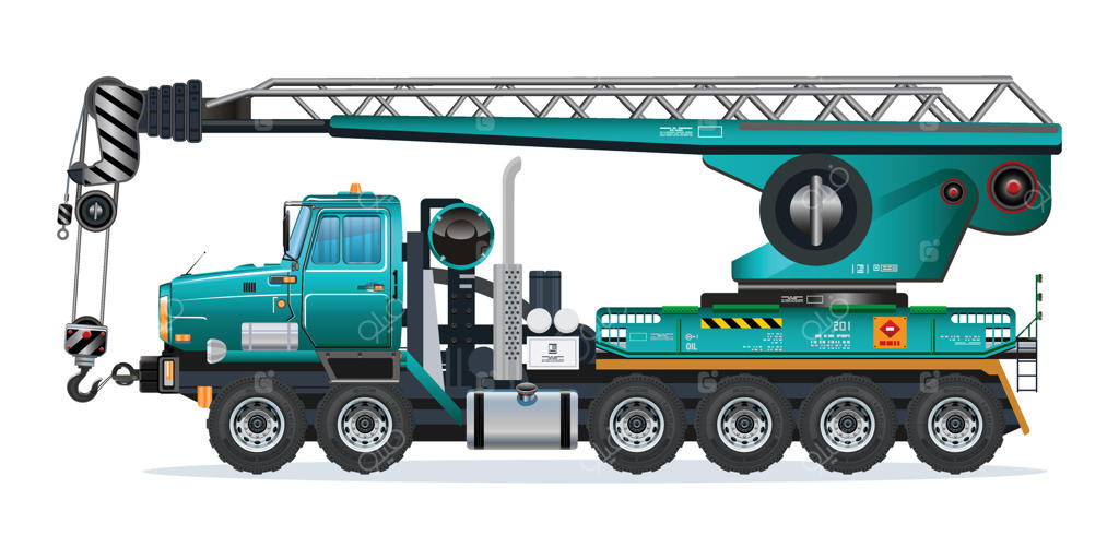 ماشین جرثقیل سنگین در حال حمل بار سنگین - تصویر سه‌بعدی