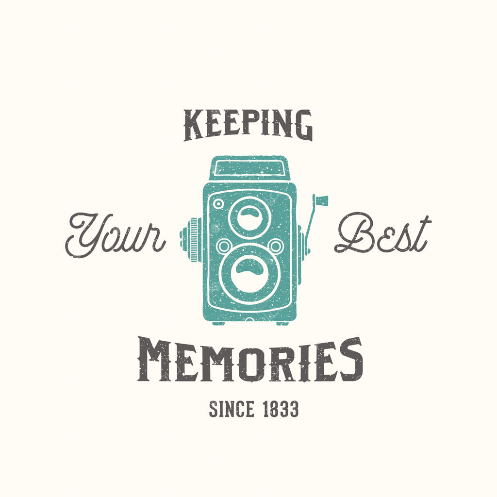 برچسب وکتور یا قالب لوگو برای عکاسی با دوربین های قدیمی با تایپوگرافی و بافت نوستالژیک