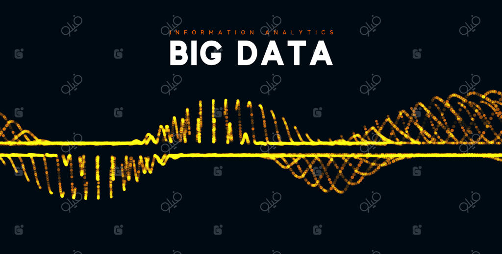 تصویرسازی کلان‌داده‌ها: فناوری موج اطلاعات. پس‌زمینه انتزاعی آینده‌نگر داده‌های دیجیتال. تصویر وکتور
