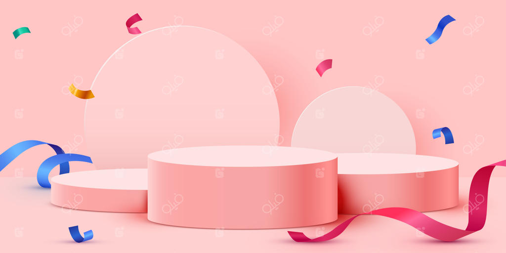 پس‌زمینه صحنه انتزاعی با استوانه و تزئینات کاغذی برای ارائه محصول ...