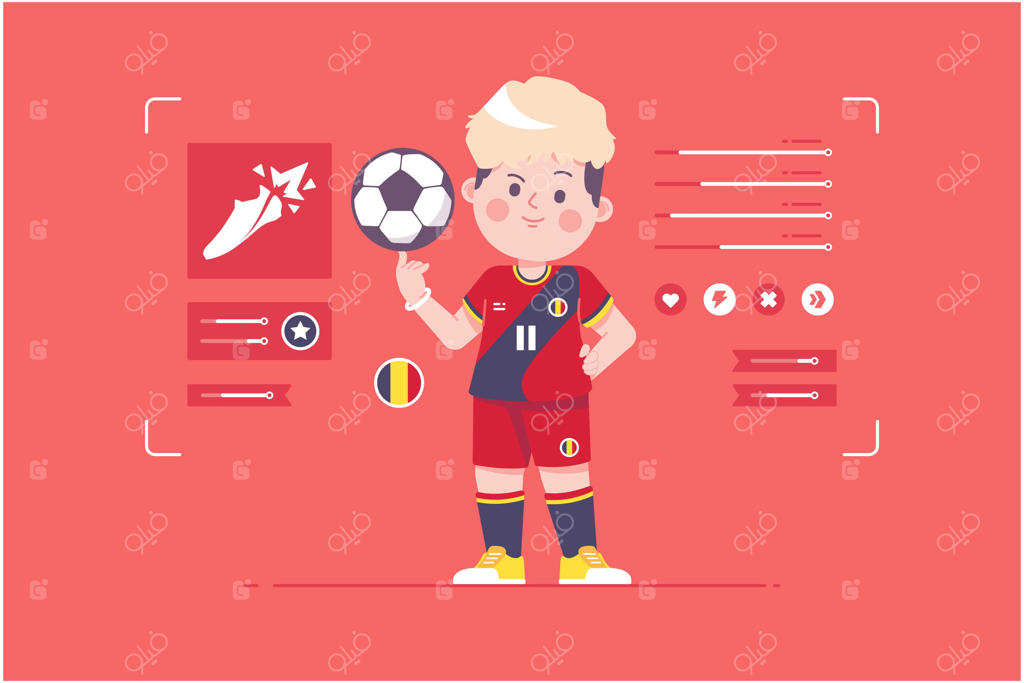 طراحی شخصیت بانمک بازیکن فوتبال بلژیک