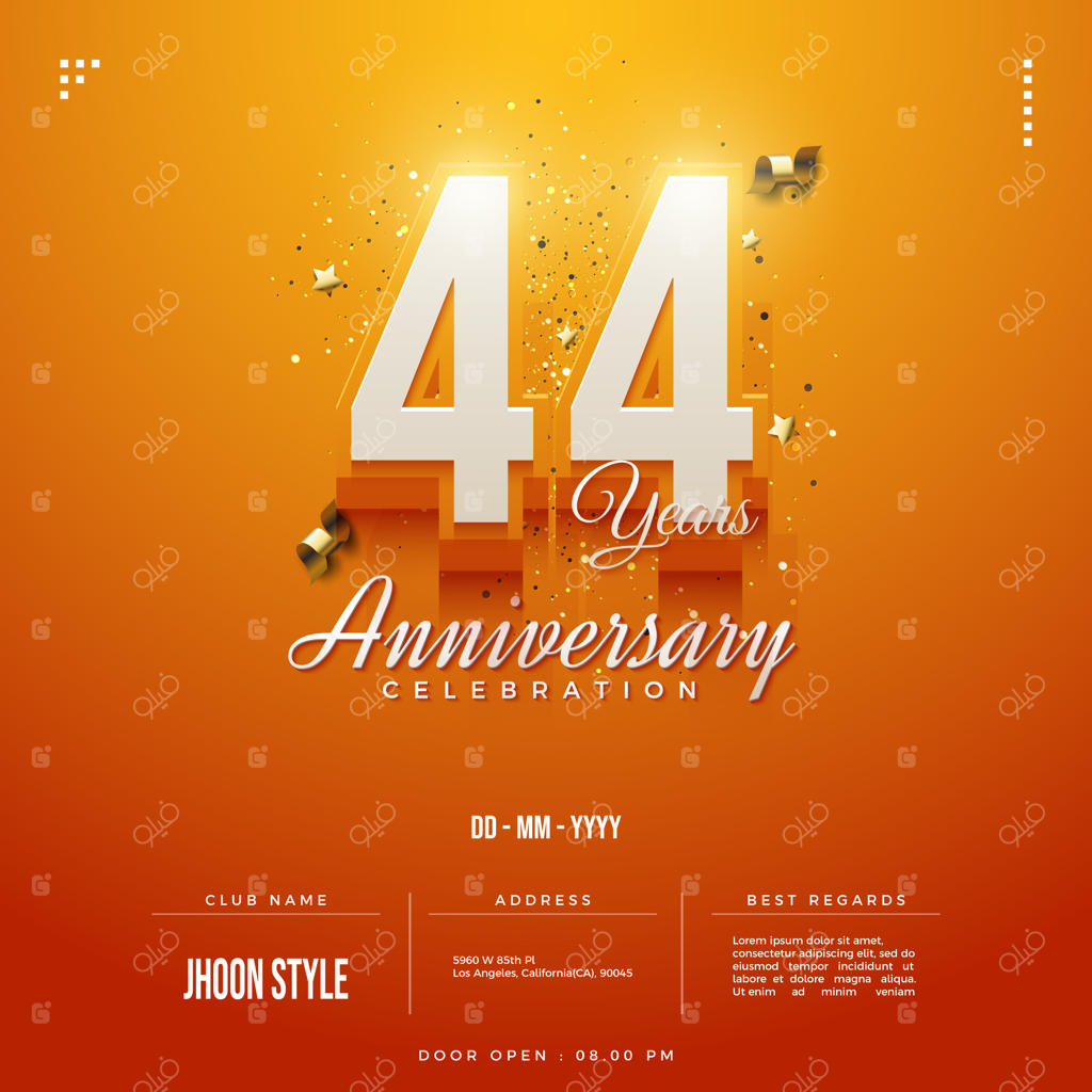 چهل و چهارمین سالگرد با ترکیب رنگی شبیه به شامگاه.