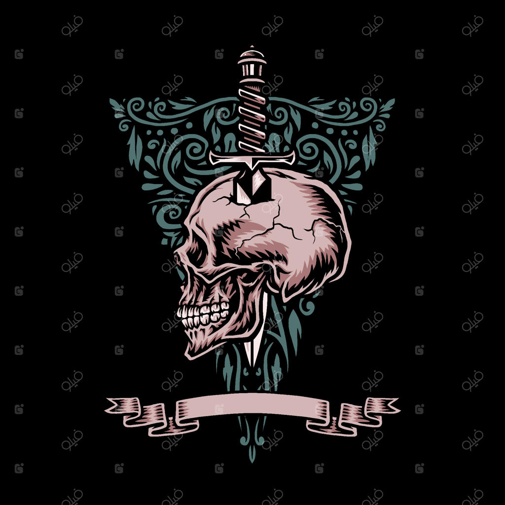 جمجمه با برچسب چاقو