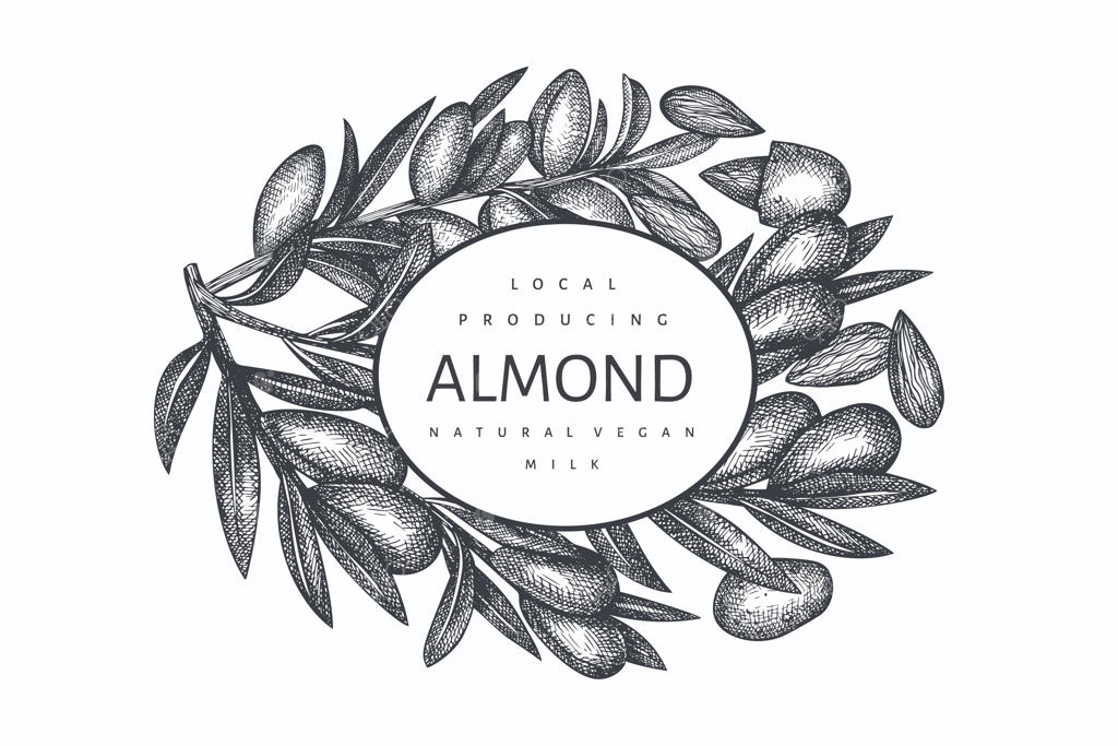 پترن طراحی بادام با طرح دست‌کشیده.