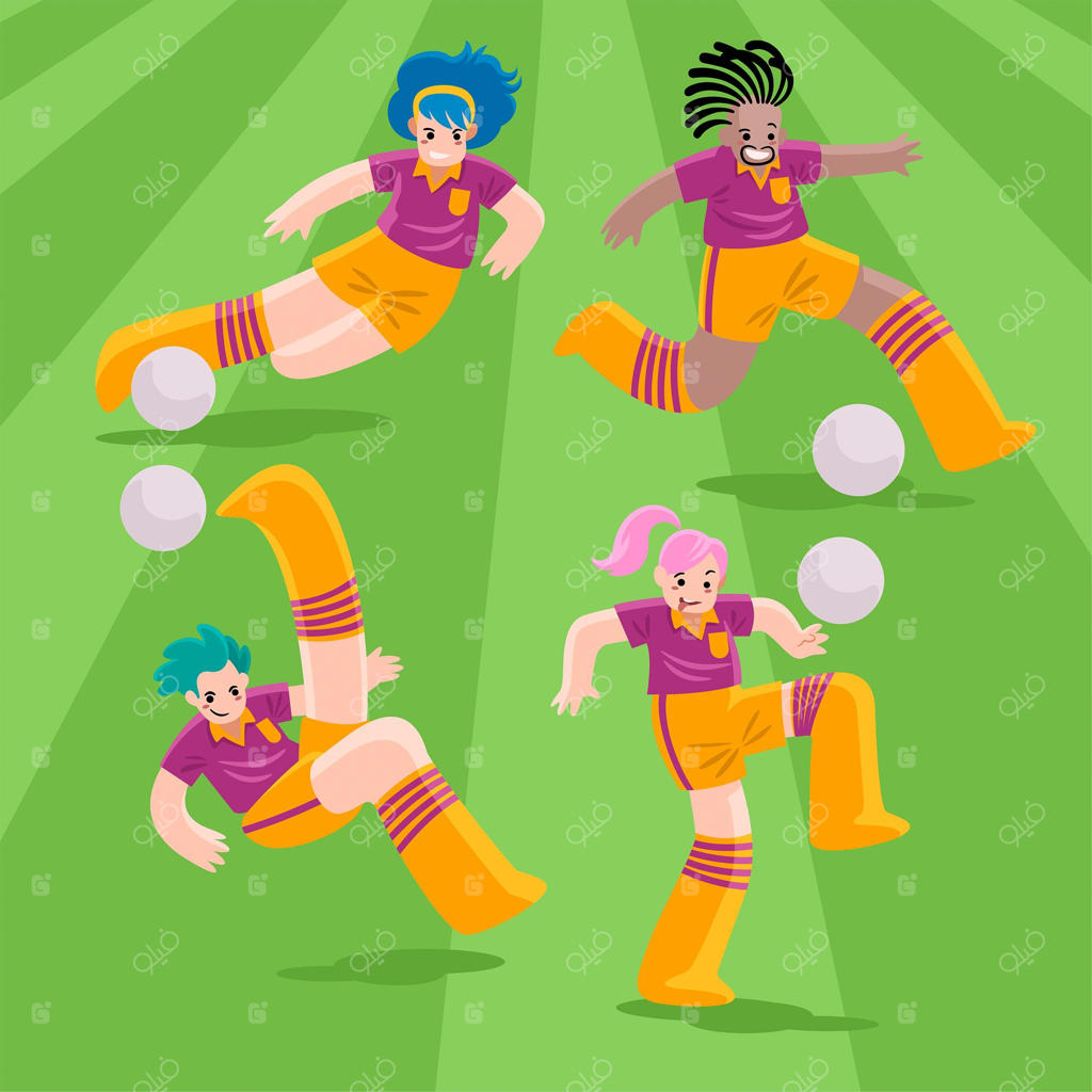 تصویرسازی بازیکنان فوتبال به سبک فلت