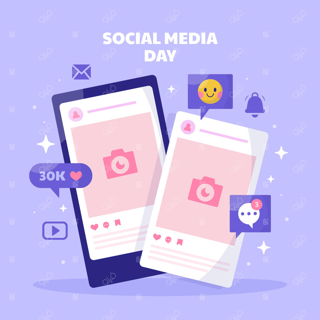 تصویرسازی تخت برای جشن روز شبکه‌های اجتماعی