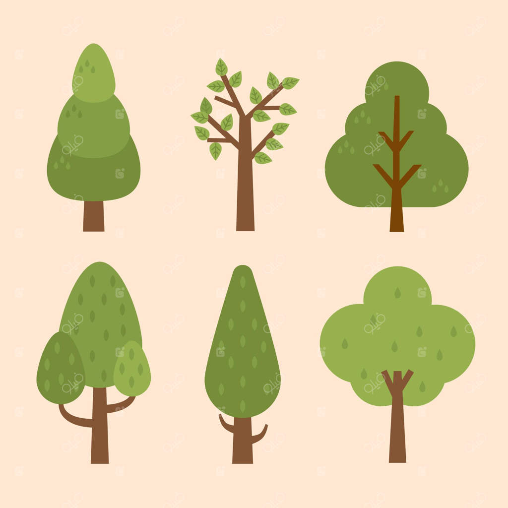 طرح دستی انواع مختلف درختان