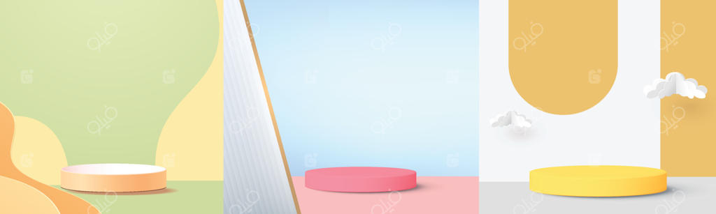 استند سه‌بعدی مینیمال مدرن برای نمایش محصول وکتور تمیز و انتزاعی روی دیوار