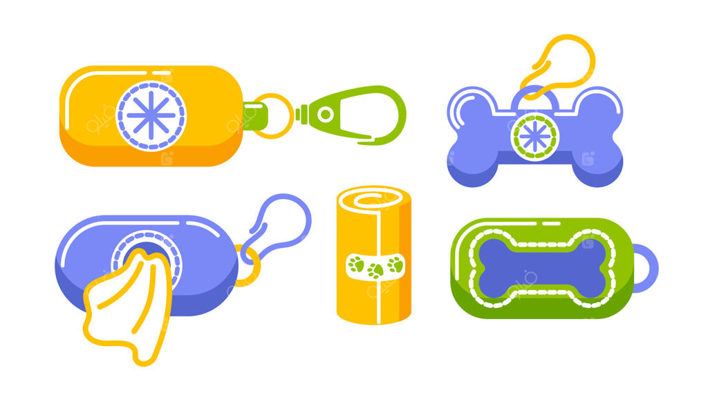 حفظ پاکیزگی محیط زیست با جمع‌آوری فضولات سگ؛ استفاده از کیسه‌های تجزیه‌پذیر و محفظه مخصوص هنگام پیاده‌روی برای نظافتی سازگار با طبیعت. تصویرسازی.