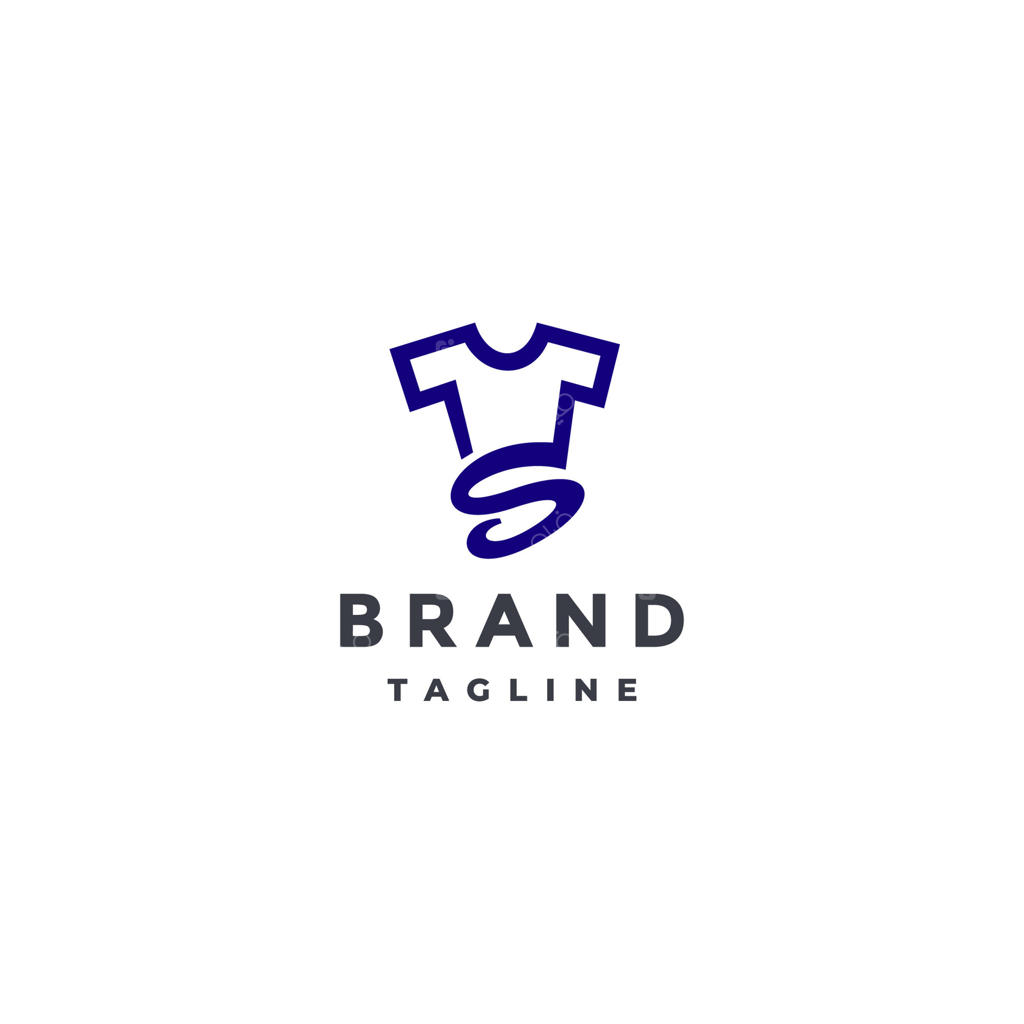 طراحی لوگو: آیکون پیراهن با حرف S در زیر لوگو. طراحی لوگو: آیکون پیراهن با S چرخان در زیر.