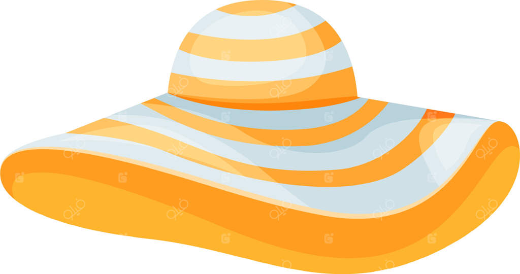 کلاه لبه‌دار رنگارنگ با نوارهای نارنجی و سفید جذاب، مناسب برای سفرهای تابستانی. طراحی این کلاه ترکیبی از مد و محافظت در برابر آفتاب است، ایده‌آل برای استفاده در ساحل یا باغ.