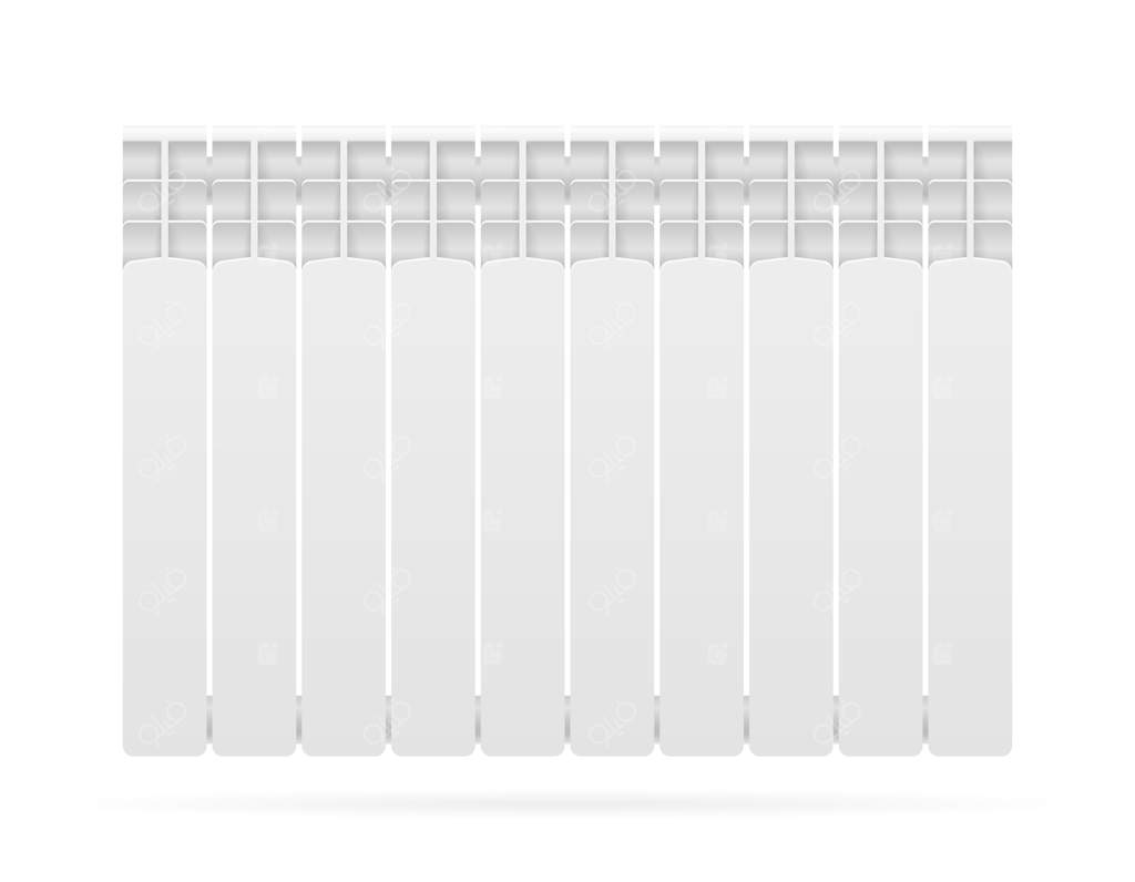 گرمایش فضا با رادیاتور آب گرم در زمینه سفید