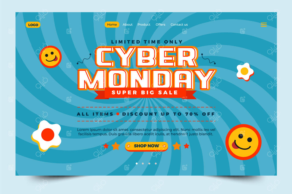 قالب طراحی صفحه فرود برای سایبر ماندی به راحتی قابل سفارشی‌سازی است