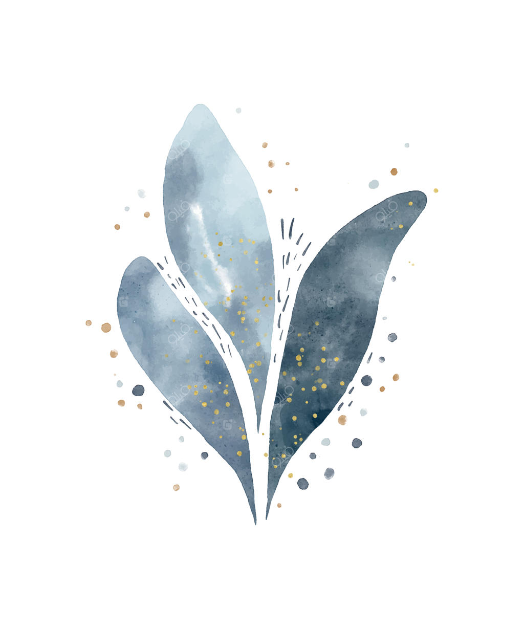 تصویرسازی آبرنگی برگ با نقاط طلایی