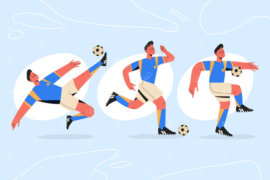 طراحی تصویرسازی بازیکنان فوتبال به سبک فلت