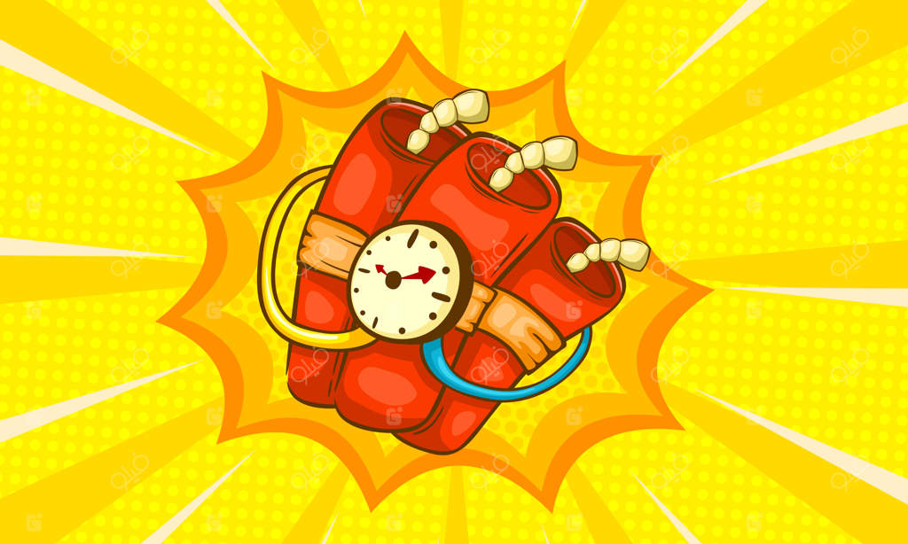 تصویر کارتونی بمب ساعتی دینامیت TNT