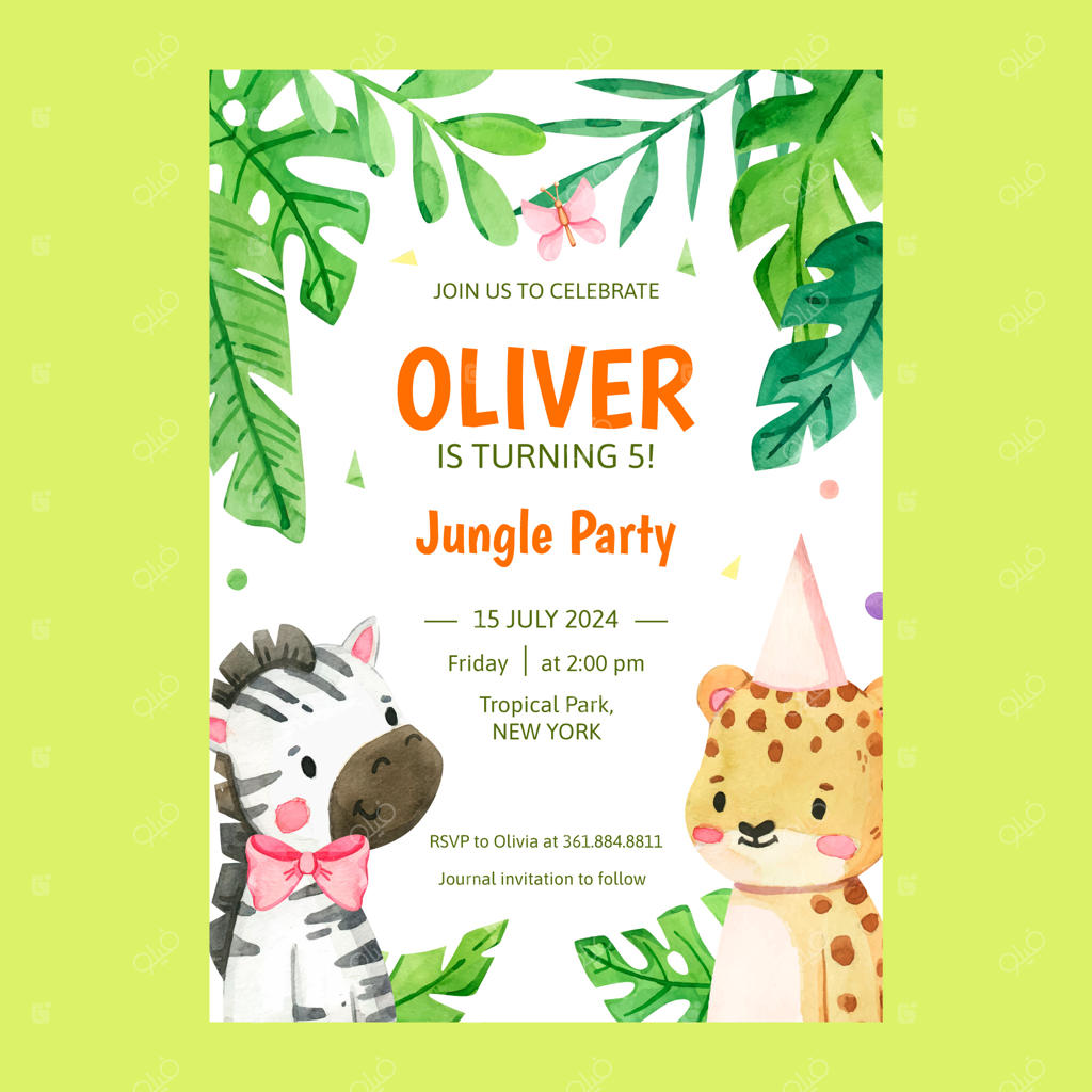 الگوی دعوت‌نامه تولد با آبرنگ