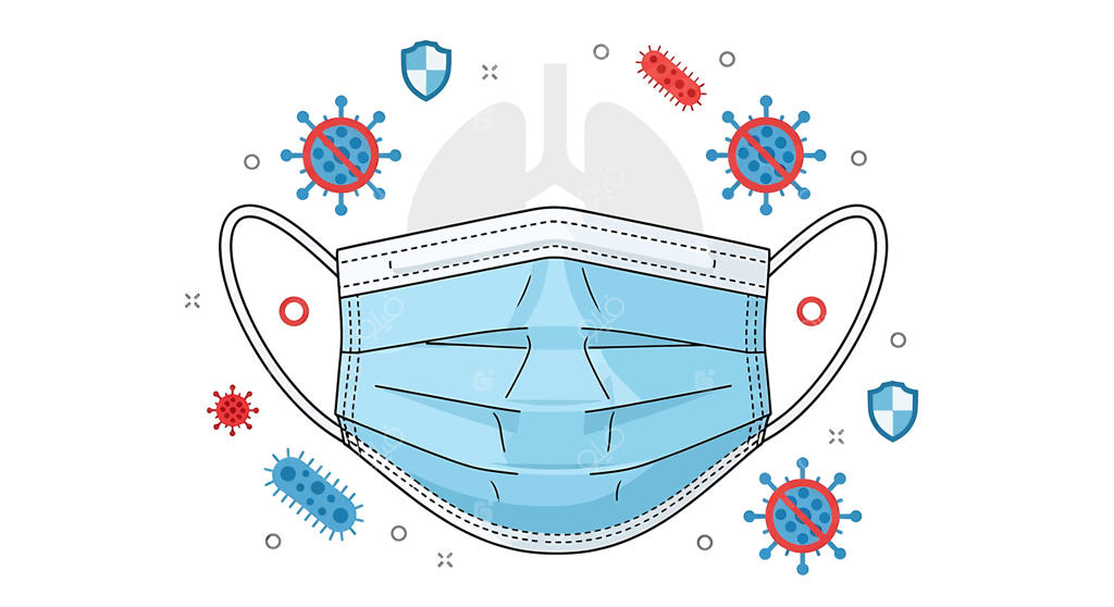 نقاش مفهومی از محافظت تنفسی: ماسک پزشکی در برابر ویروس‌ها و میکروب‌ها