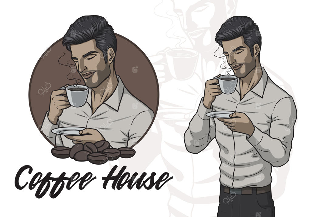 مردی قهوه می‌نوشد