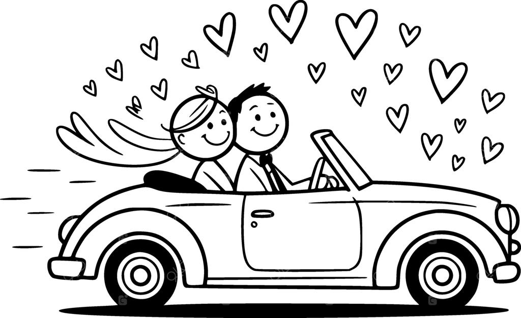 خودروی جذاب عروس و داماد با تزیینات عاشقانه