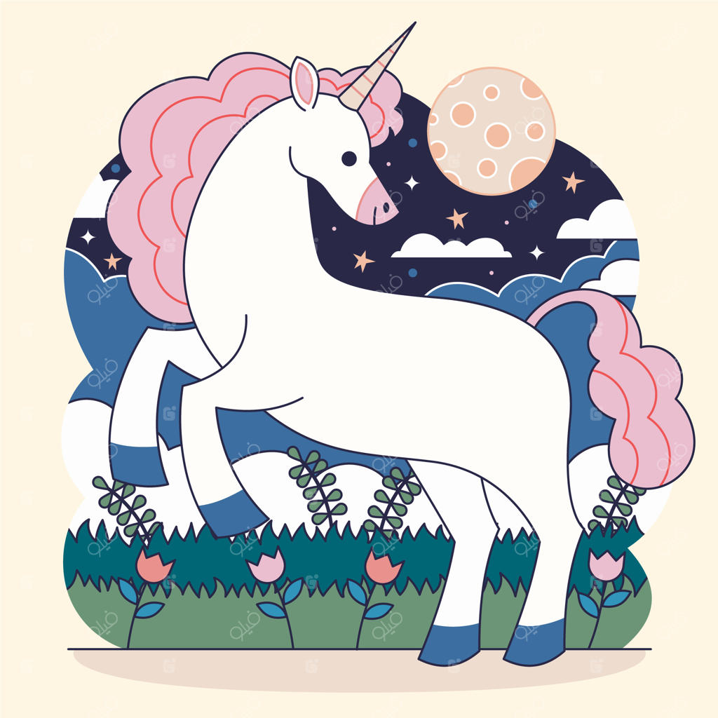 تصویر دستی اسب تک‌شاخ