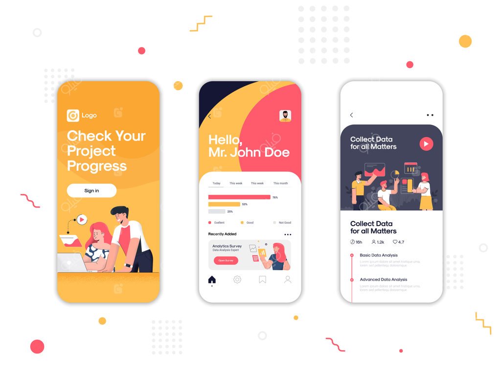 مجموعه صفحات UI، UX و GUI برای اپلیکیشن مدیریت گردش کار