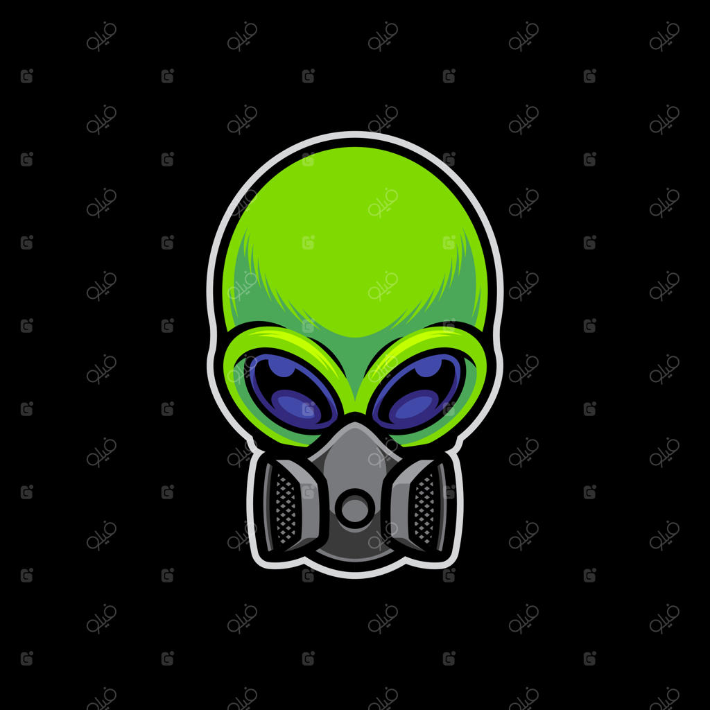 تصویر هنری وکتور از یک بیگانه با ماسک گاز در پس‌زمینه‌ای مجزا
