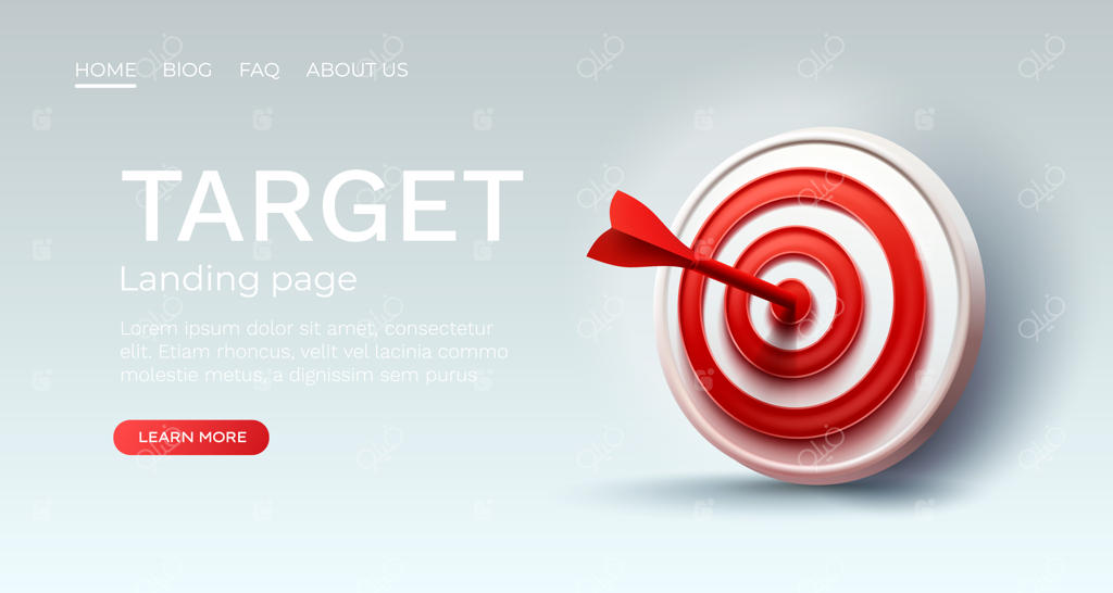 بنر صفحه فرود هدف - آیکون تجاری سه‌بعدی وکتور