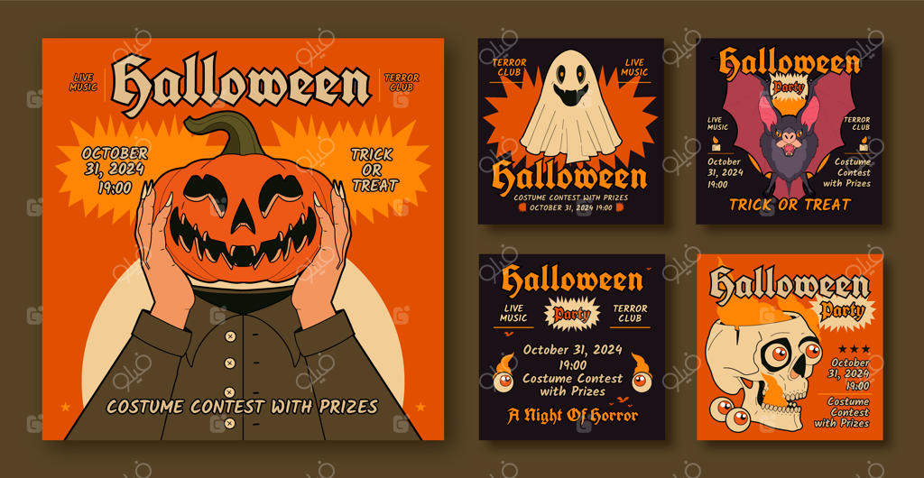 قالب اینستاگرام هالووین با طراحی دستی