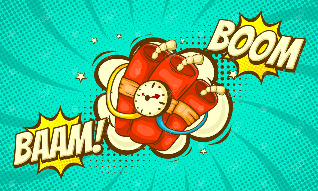 تصویر کارتونی بمب ساعتی دینامیتی