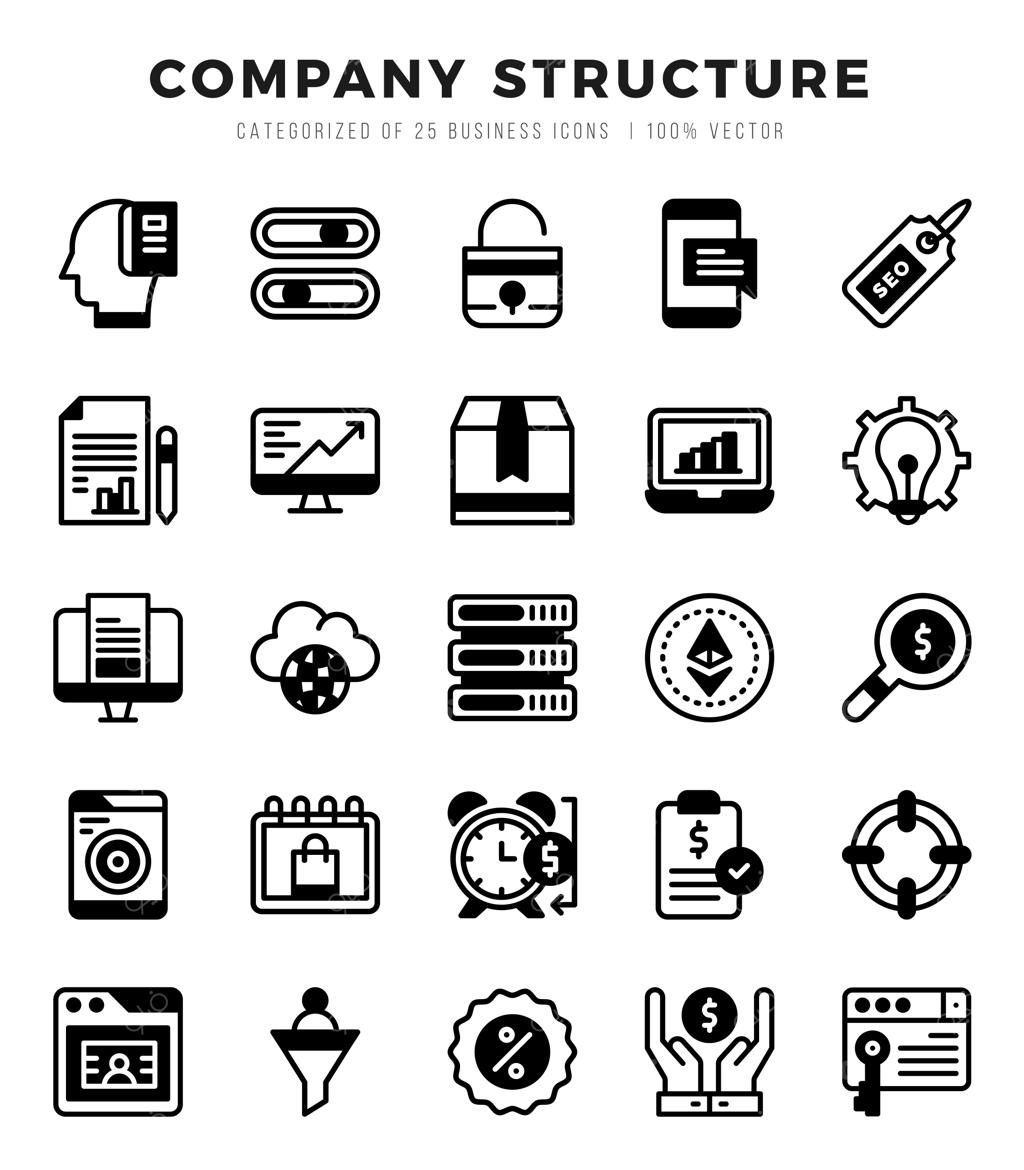 آیکون‌های وب ساختار شرکت با سبک خطی توپر
