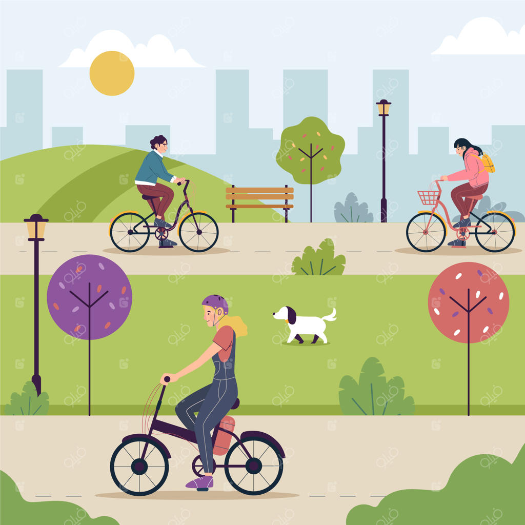 تصویرسازی روز جهانی دوچرخه‌سواری در دنیای تخت