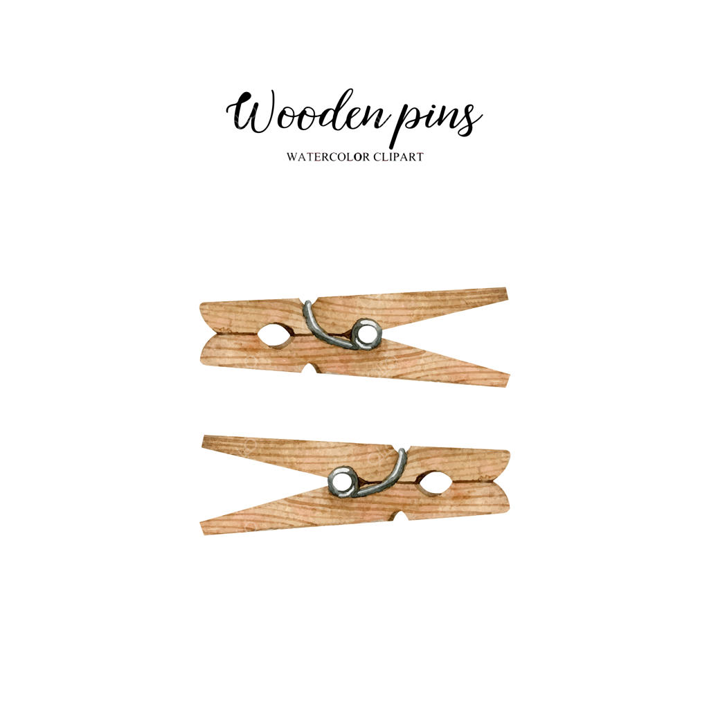 دو سنجاق چوبی وکتور آبرنگی - لوازم بدون زباله برای آشپزخانه و حمام